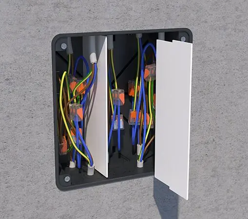 Razvodna kutija za pun zid, ugradna kutija za šinu, centralna razvodna kutija, pregradni zid za razvodnu kutiju