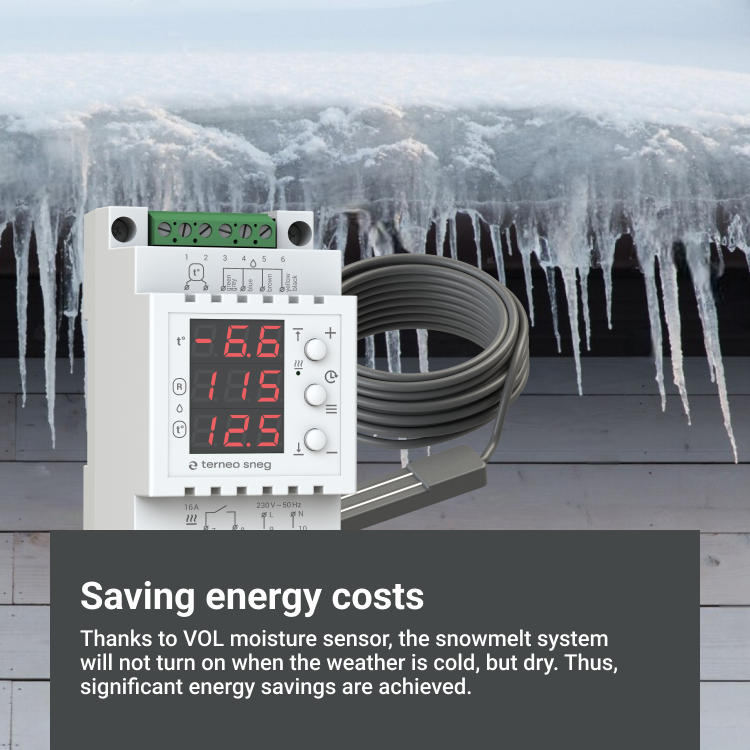 Termostat TERNEO SNEG + VOL 6 Digitalni kontroler za otapanje snega i leda u olucima sa senzorima vlage i temperature
