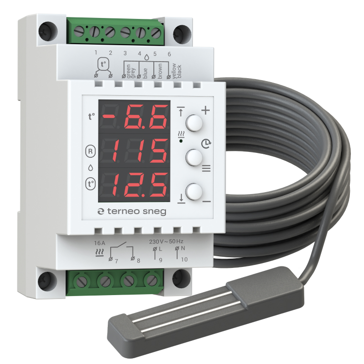 Termostat TERNEO SNEG + VOL 1 Digitalni kontroler za otapanje snega i leda u olucima sa senzorima vlage i temperature