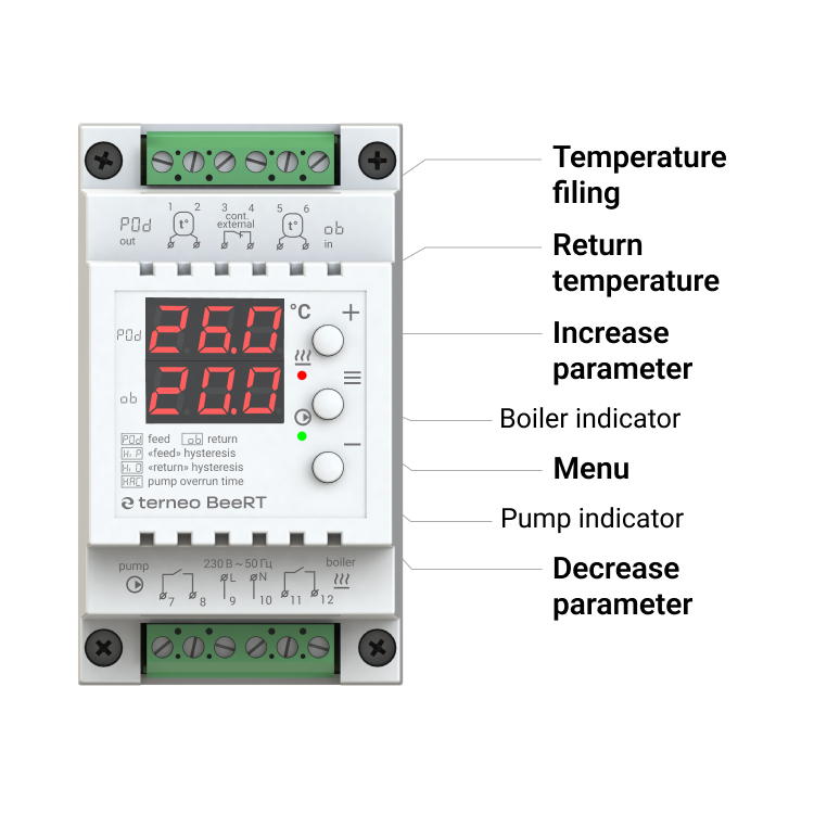 Termostat TERNEO BeeRT 6 Digitalni termostat, merenje temperature na povratnoj cevi