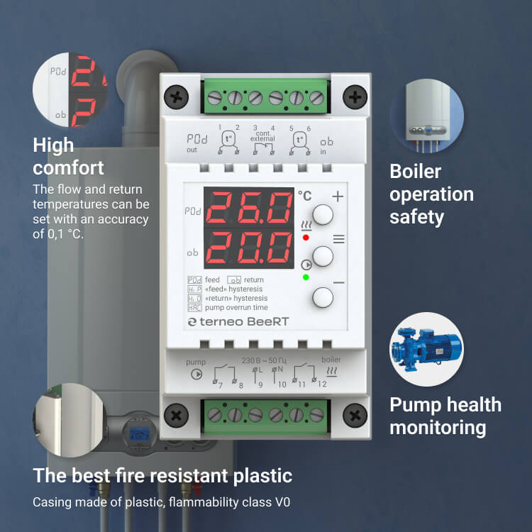 Termostat TERNEO BeeRT 3 Digitalni termostat, merenje temperature na povratnoj cevi