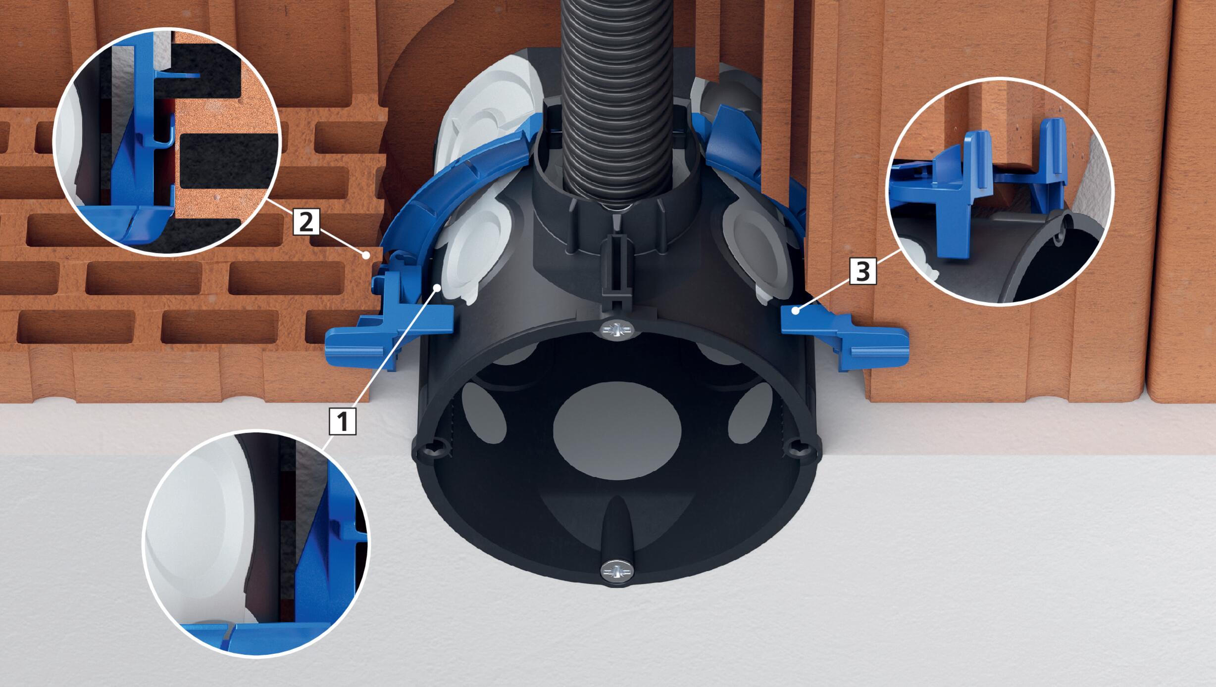 Nosač dozne Ø60 1159-03 KLEMMFIX® 18 Nosač dozne za suvu montažu. Ugradnja bez gipsa