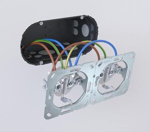 Ugradna dvostruka dozna 2xØ60mm, nizajuća, razvodna kutija